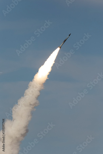 Launch of a military anti-aircraft missile.
