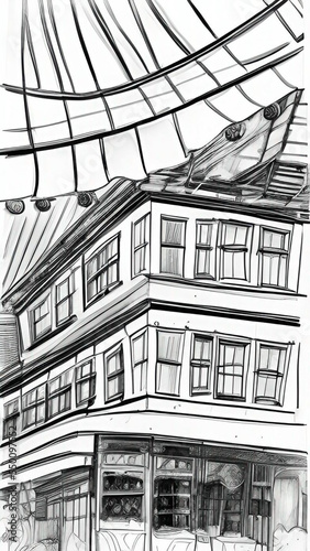 Contour drawing of decor black&white photo