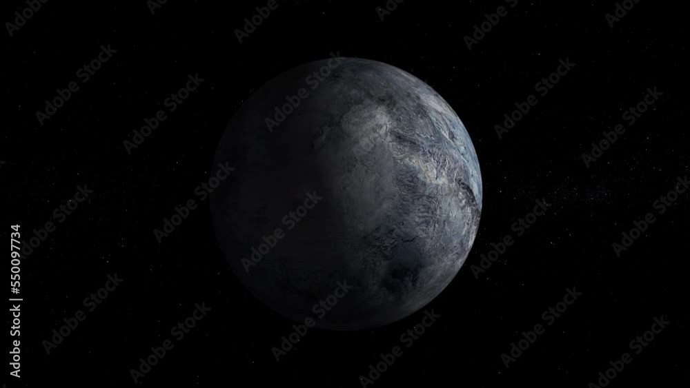 Eris fictional 3d spinning planet half day night on space Eris fictional 3d spinning planet half day night on space