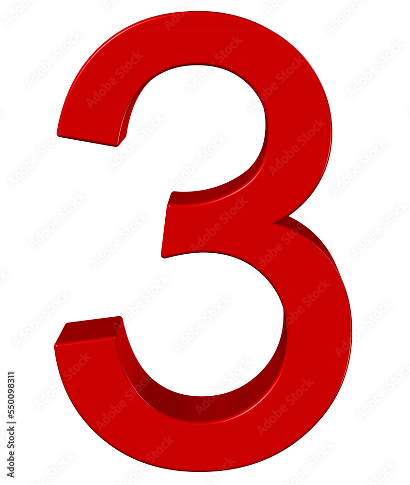 3d red number 3 3d red number 3