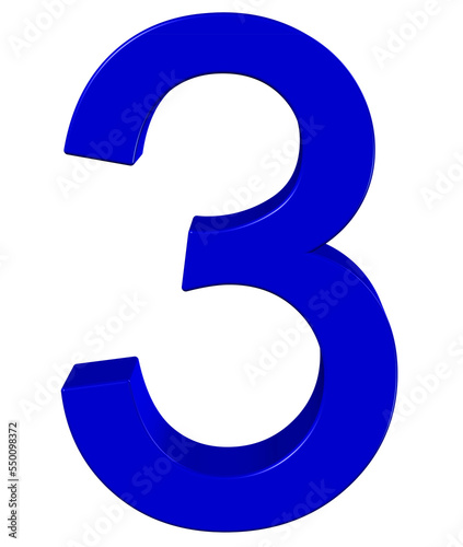 3d blue number 3