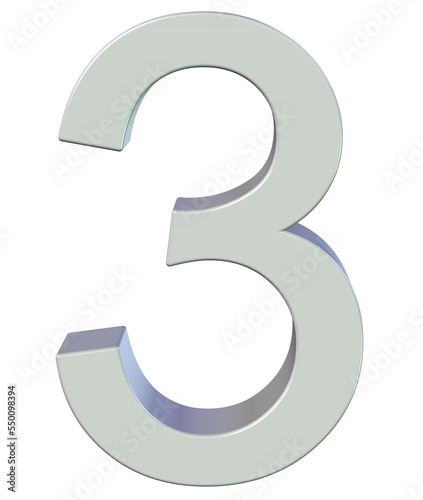 3d silver number 3