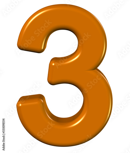 3d golden font number 3