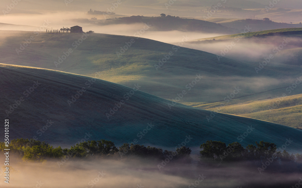 Picturesque misty valley of Tuscany Picturesque misty valley of Tuscany