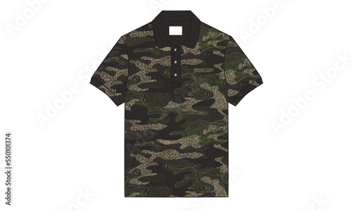 Camouflage polo shirt design for men.  Design template. Vector illustration.