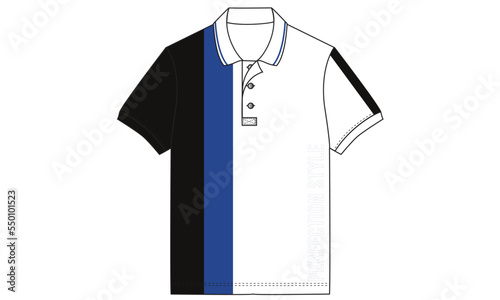 Polo flat vector design. Color block shirt. 