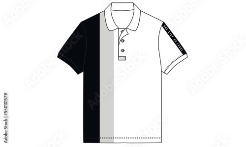 Black and white polo template for fashion. Trendy polo shirt. Shirt flat design.