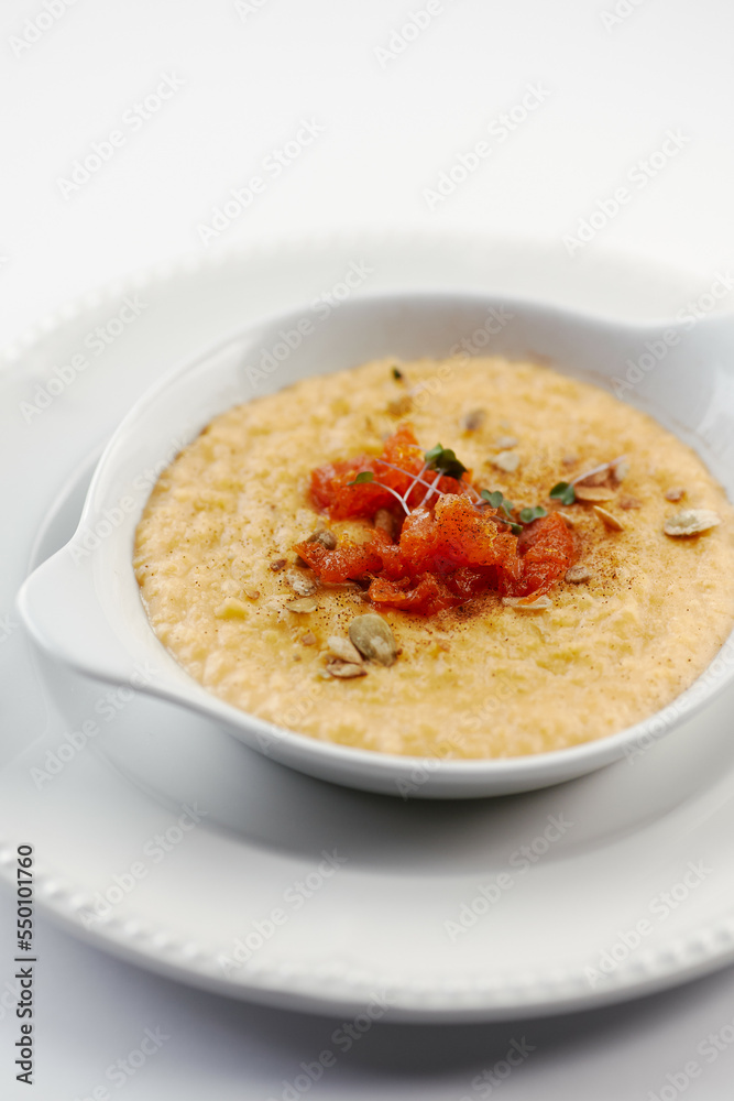 porridge with pumpkin and salmon