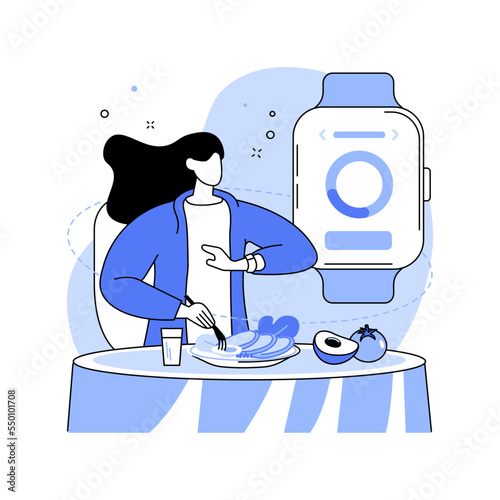 Smartwatch calorie tracking isolated cartoon vector illustrations.