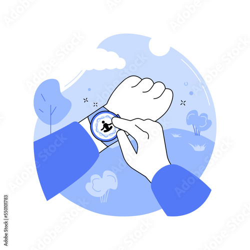 Smartwatch stress tracking isolated cartoon vector illustrations.