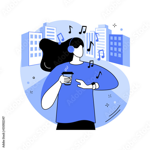 Listen to music with smartwatch isolated cartoon vector illustrations.
