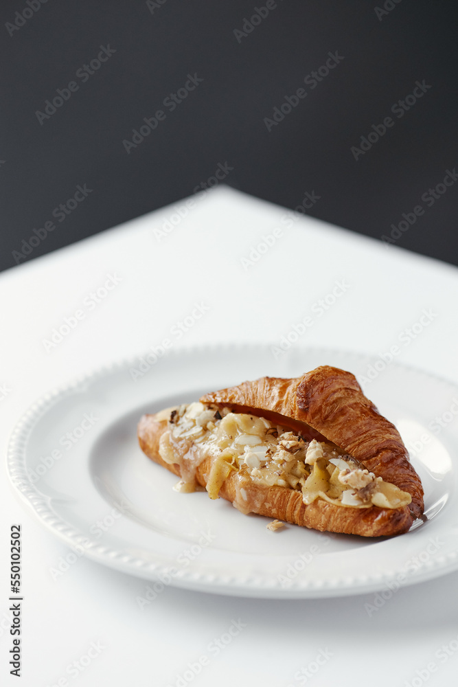 sweet croissant stuffed with nuts sweet croissant stuffed with nuts