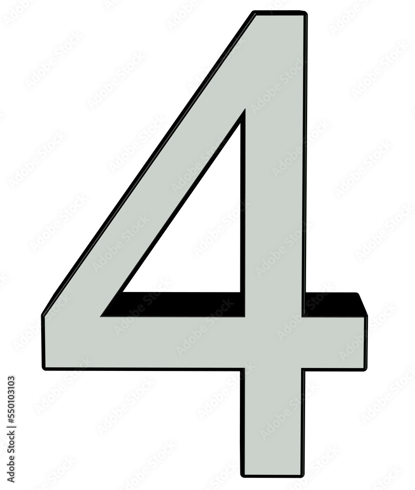 Fototapeta premium 3d silver number 4