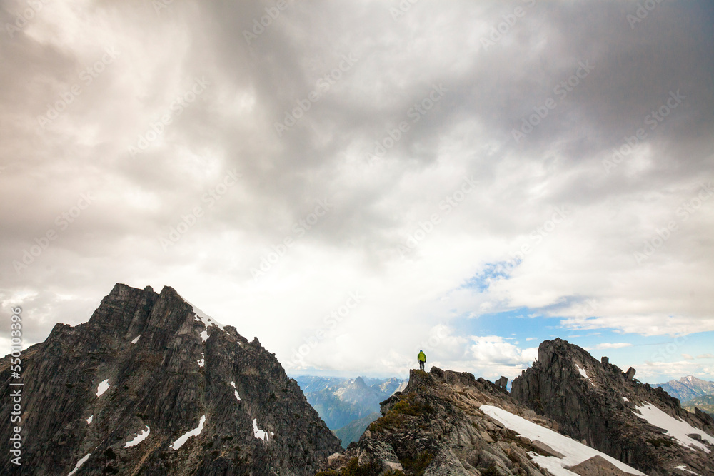 Mountaineer in North Cascade Mountain Range, Chilliwack, British Columbia, Canada Mountaineer in North Cascade Mountain Range, Chilliwack, British Columbia, Canada