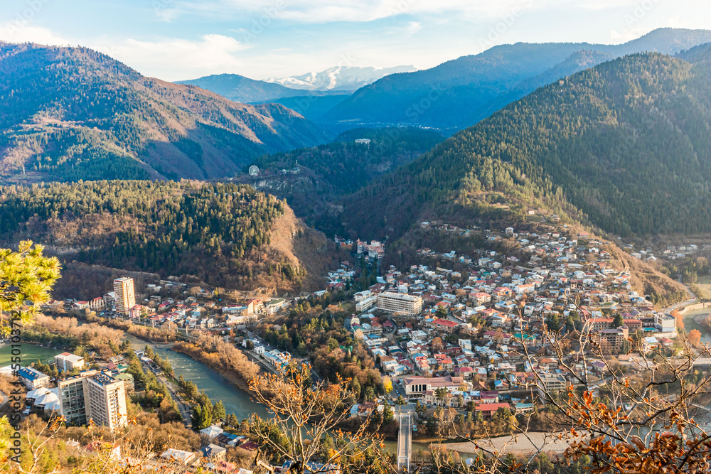 view of the city Borjomi and Kura riy