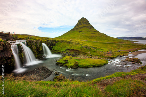 Kirkjufell mountain and Kirkjufellsfoss waterfall, Snaefellsnes Peninsula, Iceland photo