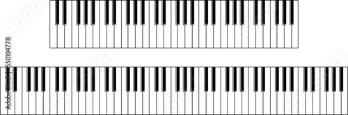 Piano keys. Musical instrument keyboard. Vector illustration.