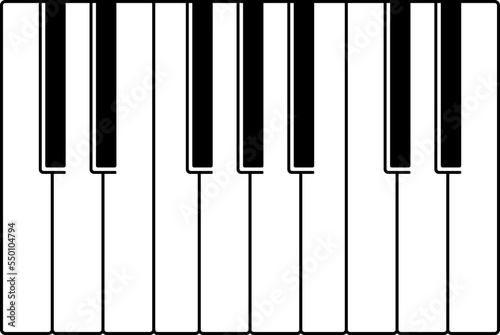 Piano keys. Musical instrument keyboard. Vector illustration.