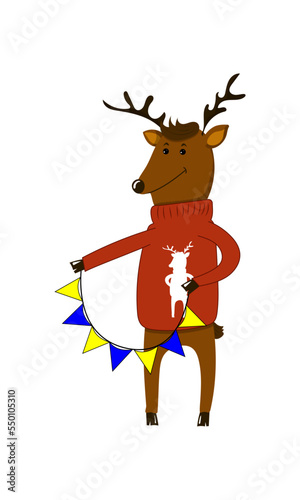 vector illustration of a deer in a sweater with a sweater with a deer