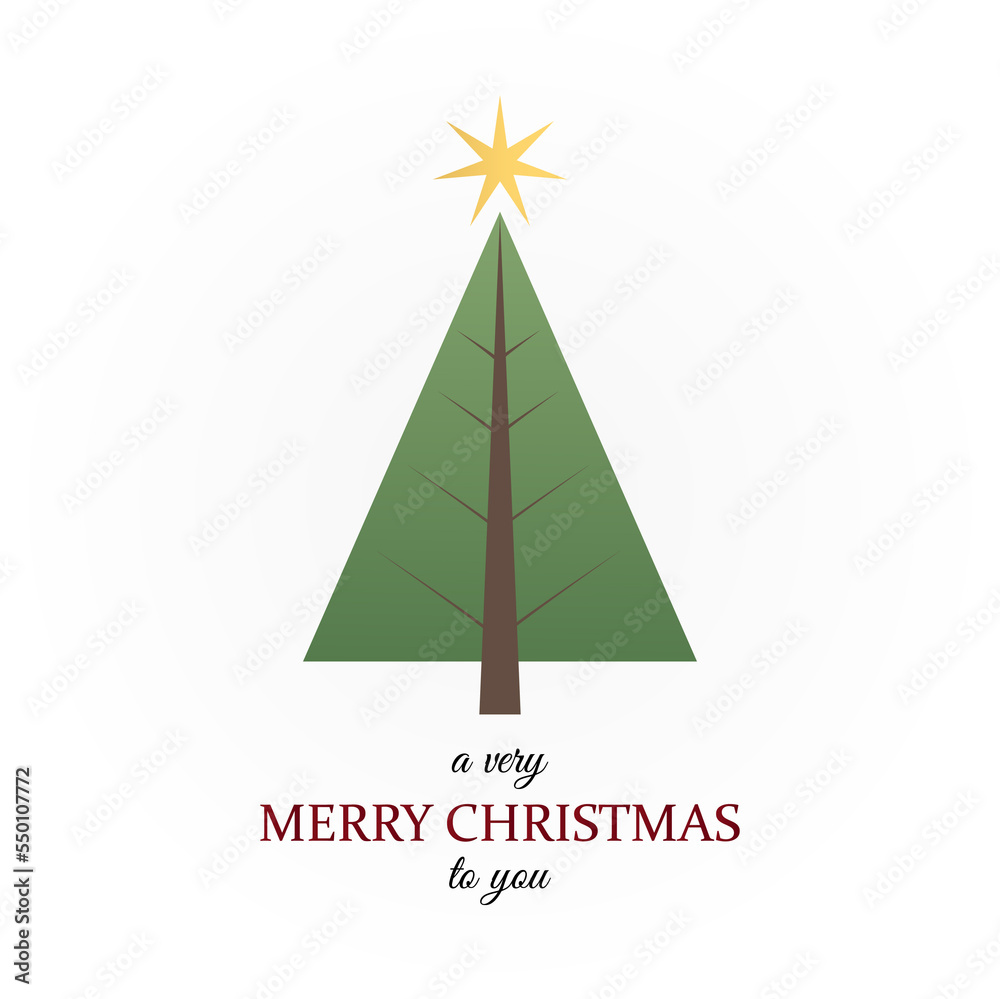 Christmas card with Christmas tree and shining star at the top