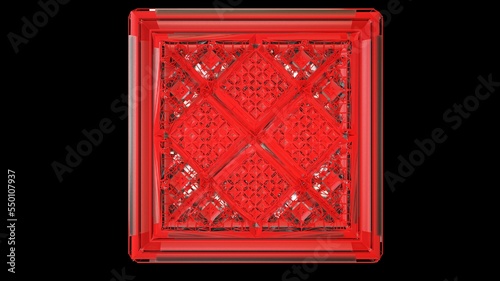 3D Illustration of an intricately designed pattern in red. Designers, Artists, Jewelers, and 3D Modelers must take a closer look to see how exactly the lattice or mesh is built.