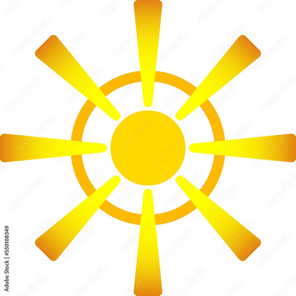 Sun design element. Flat style icon. Illustration isolated on transparent background.