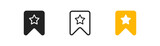 Add favorite icon on white background. Yellow bookmark with star sign. Social media, ui symbol. Colored flat design.