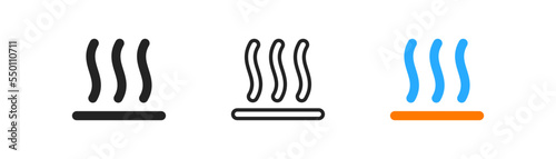 Heat icon on white background. Hot temperature sign. Evaporation flow, oven, heater symbol. Colored flat design.