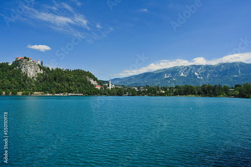 View of beautiful Bled Castle with Lake Bled, Slovenia.