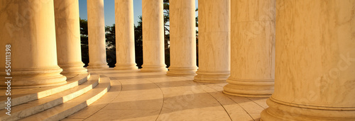 The columns of the Thomas Jefferson National Memorial in the National Mall and Memorial Parks of Washington, District of Columbia, USA.