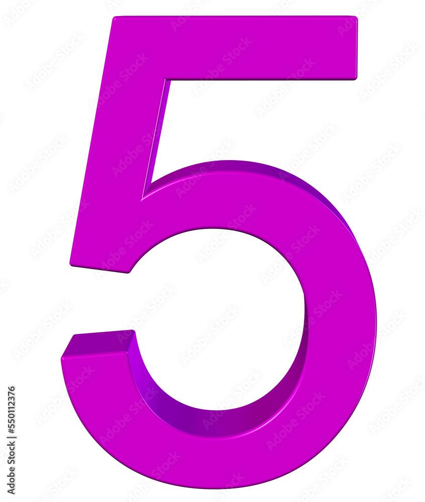 Number 5 in 3d pink color Number 5 in 3d pink color