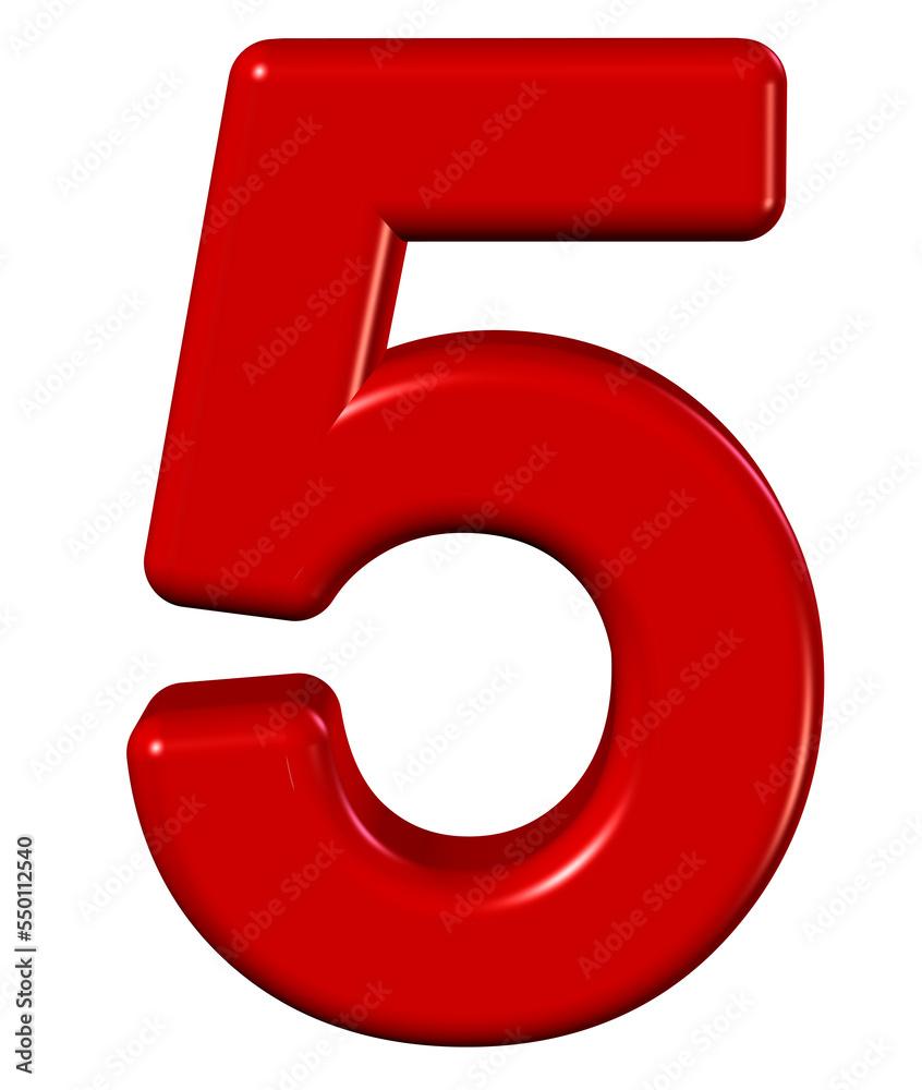 3d red number 5 3d red number 5