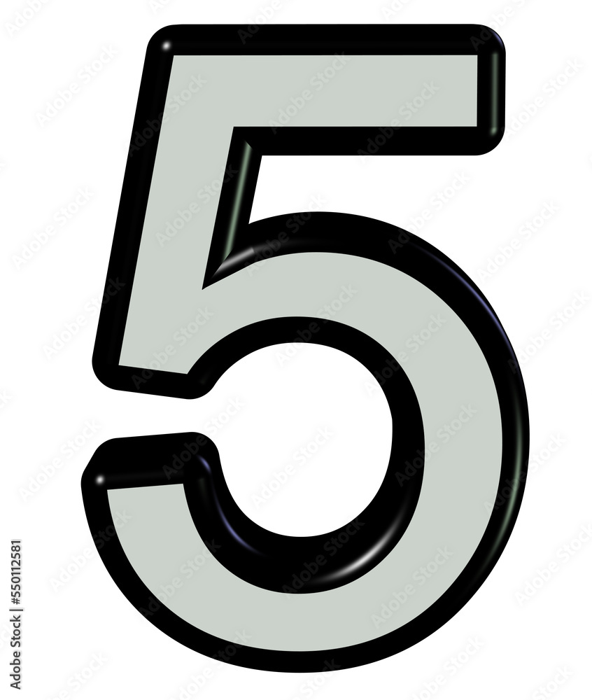 3d silver number 5 3d silver number 5
