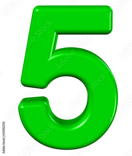 3d green number 5