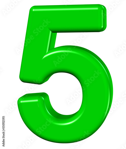 3d green number 5