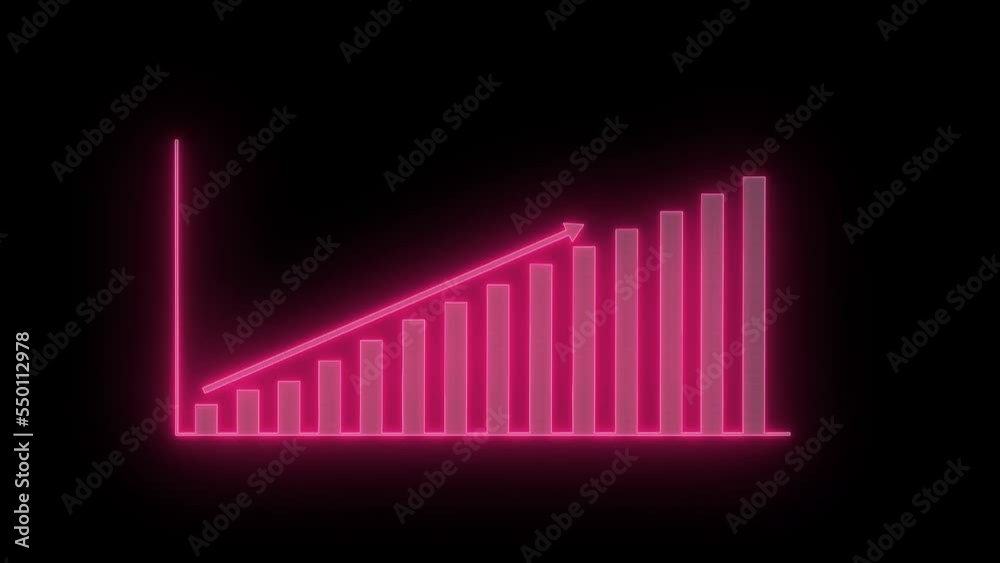 Neon business growth graph chart animated Neon business growth graph chart animated