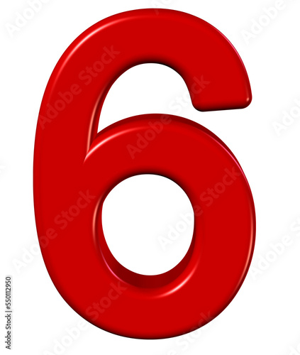 3d red number 6