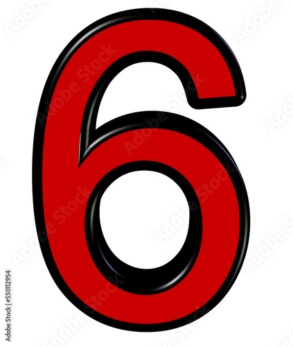 3d red number 6