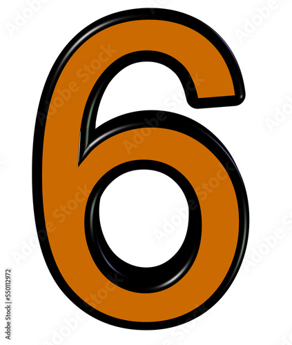 3d coffee colored number 6