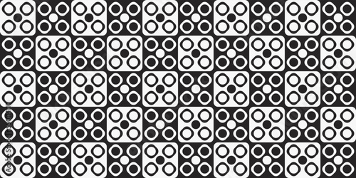 Checkerboard pattern with four circles inside. Vector for print and different design.