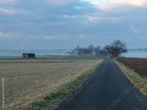 Fotografia misty morning in a czech countryside landscape