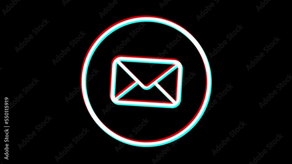 Email icon. Glitch effect. Business icon. Alpha channel Email icon. Glitch effect. Business icon. Alpha channel