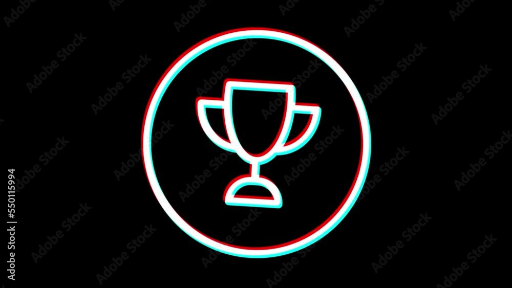 Golden cup icon, Glitch effect. Business icon. Alpha channel Golden cup icon, Glitch effect. Business icon. Alpha channel