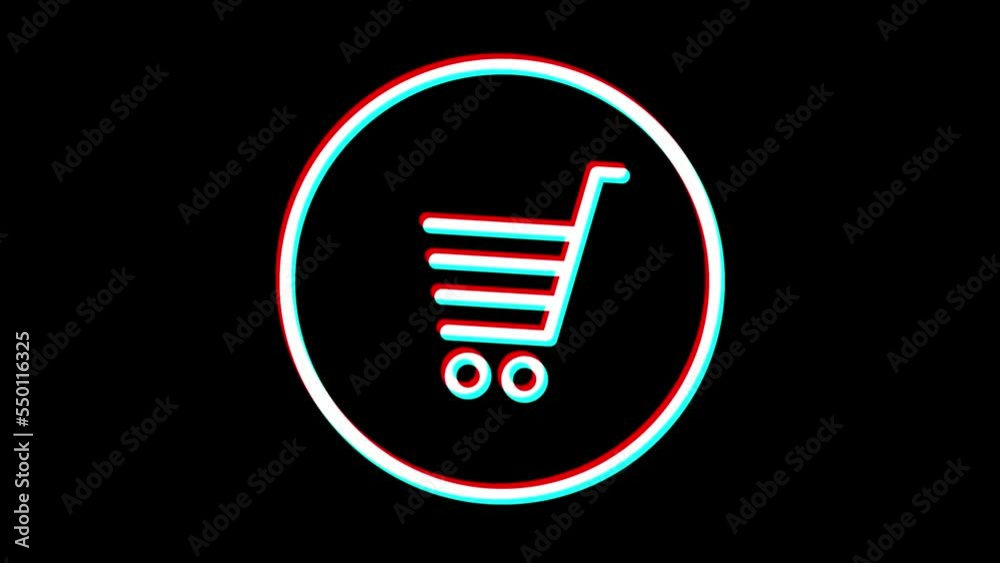 Shopping cart icon. Glitch effect. Business icon. Alpha channel Shopping cart icon. Glitch effect. Business icon. Alpha channel