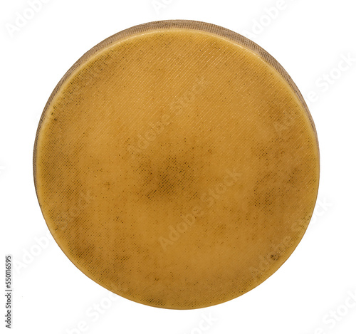 Isolated cheese with texture in its rind.