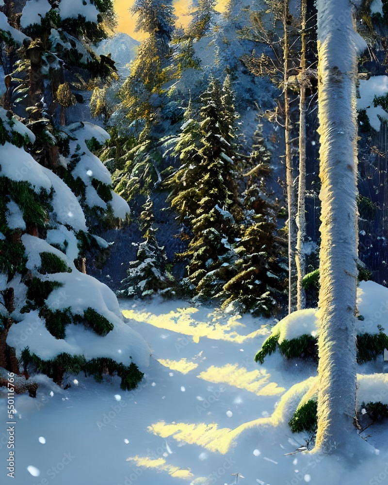 The winter forest is a beautiful, serene place. The trees are covered ...