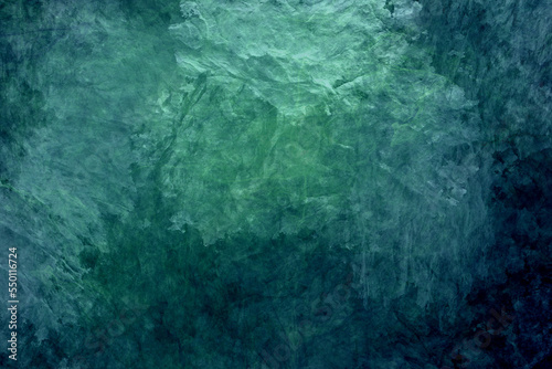 Abstract artistic texture digitally painted with an expressive, rich emerald green colour scheme 