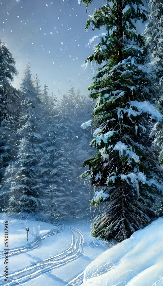 The forest is a very mystical place, it's like stepping into another world. The trees are so tall and ancient looking, they almost seem to be alive. The snow is deep and untouched, it's like time has 