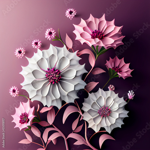 Pink Cosmos Flowers Made out of Rigid Paper