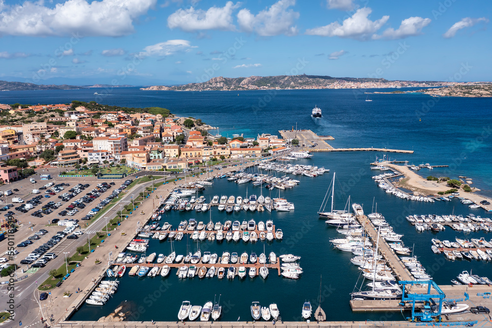 Aerial view of the port of Palau in Sardinia
